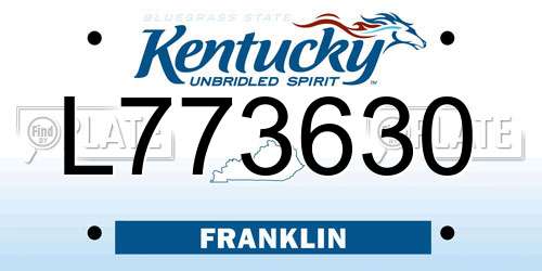 L773630 Kentucky License Plate