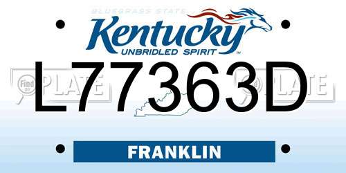 L77363D Kentucky License Plate