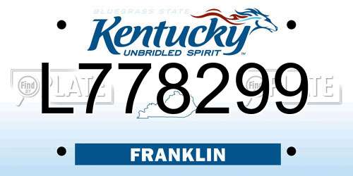 L778299 Kentucky License Plate