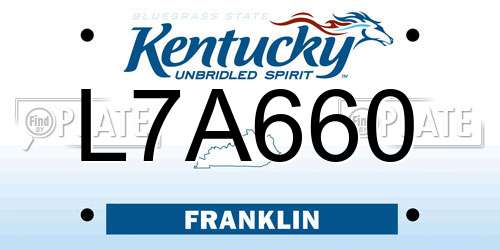 L7A660 Kentucky License Plate