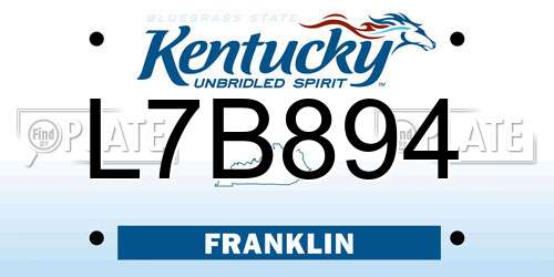 L7B894 Kentucky License Plate