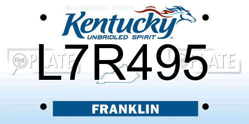 L7R495 Kentucky License Plate