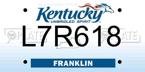 L7R618 Kentucky License Plate