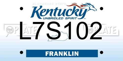 L7S102 Kentucky License Plate