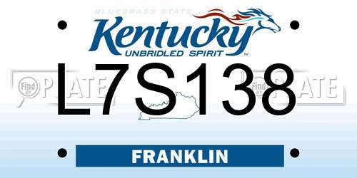 L7S138 Kentucky License Plate