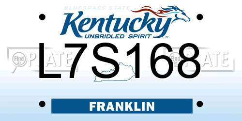 L7S168 Kentucky License Plate