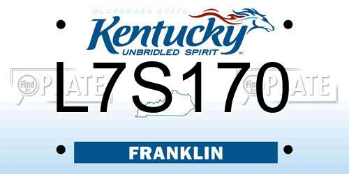 L7S170 Kentucky License Plate