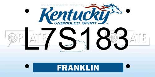 L7S183 Kentucky License Plate