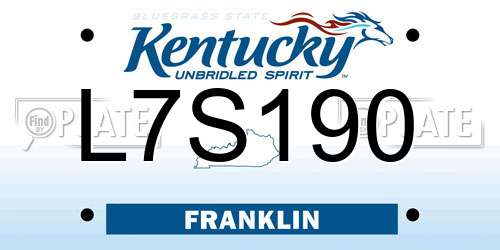 L7S190 Kentucky License Plate