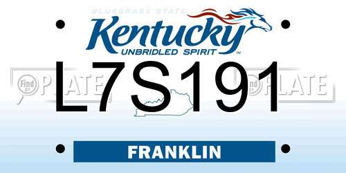 L7S191 Kentucky License Plate