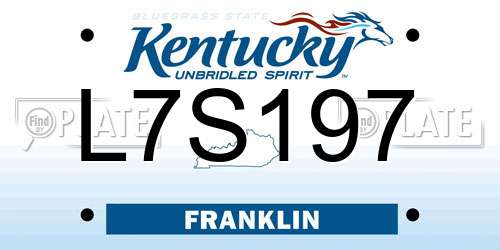L7S197 Kentucky License Plate
