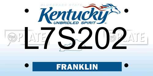 L7S202 Kentucky License Plate