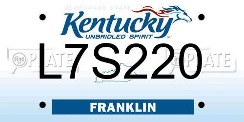 L7S220 Kentucky License Plate