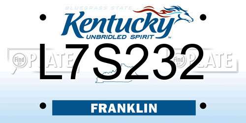 L7S232 Kentucky License Plate