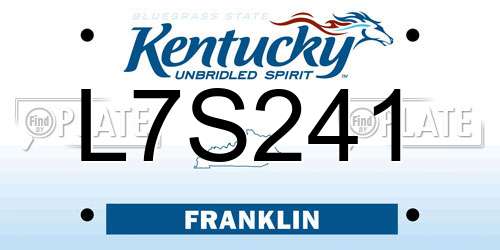 L7S241 Kentucky License Plate