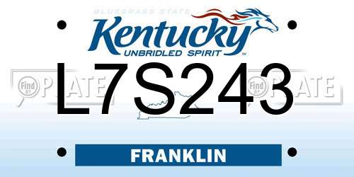 L7S243 Kentucky License Plate