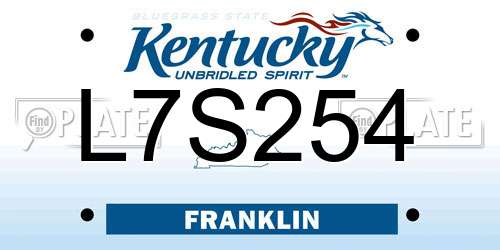 L7S254 Kentucky License Plate