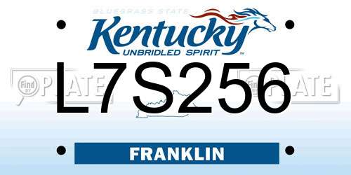 L7S256 Kentucky License Plate