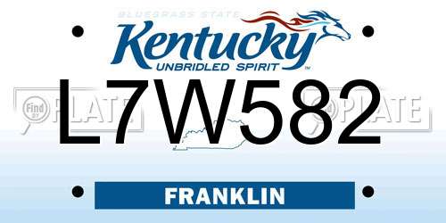 L7W582 Kentucky License Plate