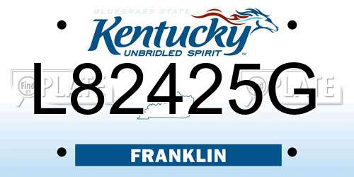 L82425G Kentucky License Plate