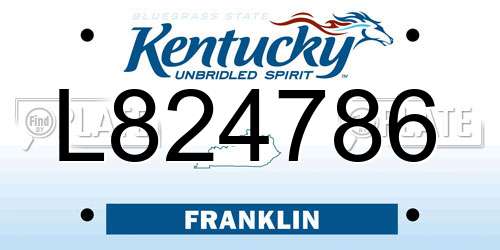 L824786 Kentucky License Plate