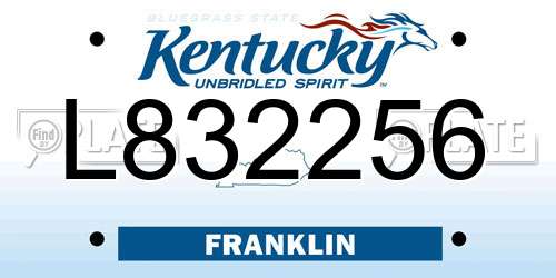 L832256 Kentucky License Plate