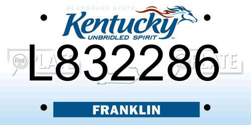 L832286 Kentucky License Plate