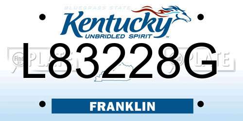 L83228G Kentucky License Plate