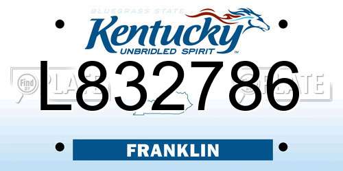 L832786 Kentucky License Plate