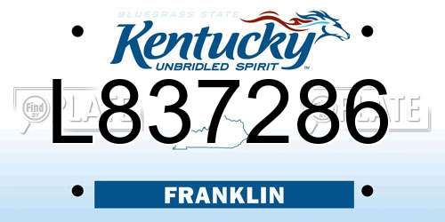 L837286 Kentucky License Plate