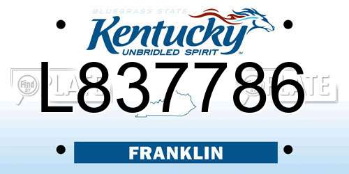 L837786 Kentucky License Plate