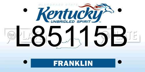 L85115B Kentucky License Plate