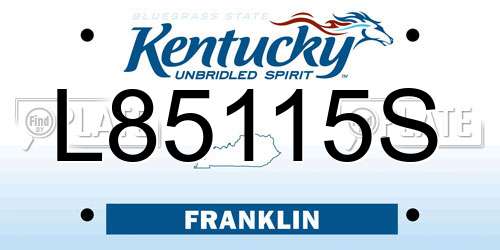 L85115S Kentucky License Plate