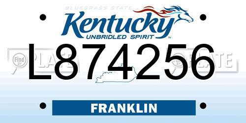 L874256 Kentucky License Plate