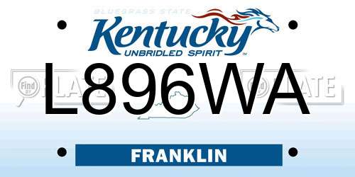 L896WA Kentucky License Plate