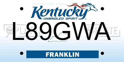 L89GWA Kentucky License Plate