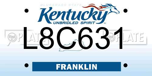 L8C631 Kentucky License Plate