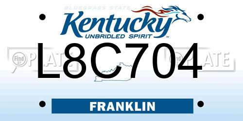 L8C704 Kentucky License Plate