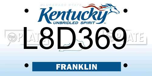 L8D369 Kentucky License Plate