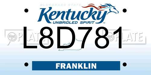 L8D781 Kentucky License Plate