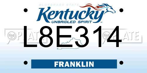 L8E314 Kentucky License Plate