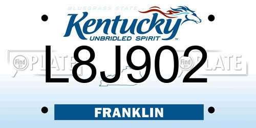 L8J902 Kentucky License Plate