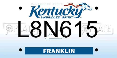 L8N615 Kentucky License Plate