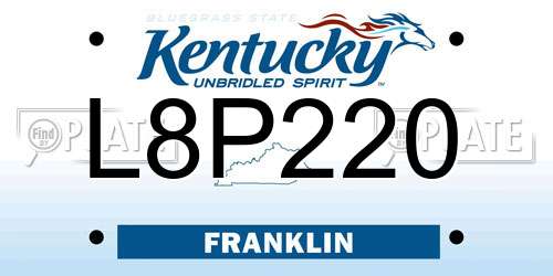 L8P220 Kentucky License Plate