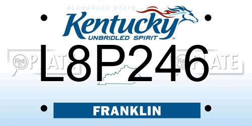 L8P246 Kentucky License Plate