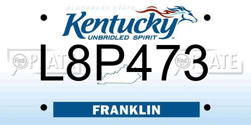 L8P473 Kentucky License Plate