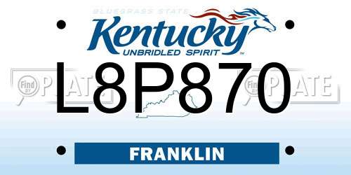 L8P870 Kentucky License Plate