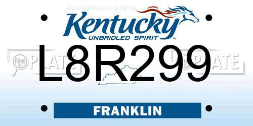 L8R299 Kentucky License Plate