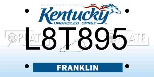 L8T895 Kentucky License Plate
