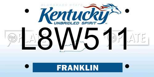 L8W511 Kentucky License Plate